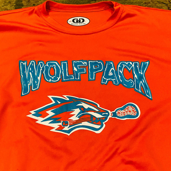 Game Gear Wolfpack Lacrosse Dri Fit Performance Orange Tee Shirt Large - Picture 2 of 4